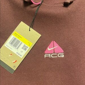 Nike ACG Dark Red Hoodie with Pink Logo